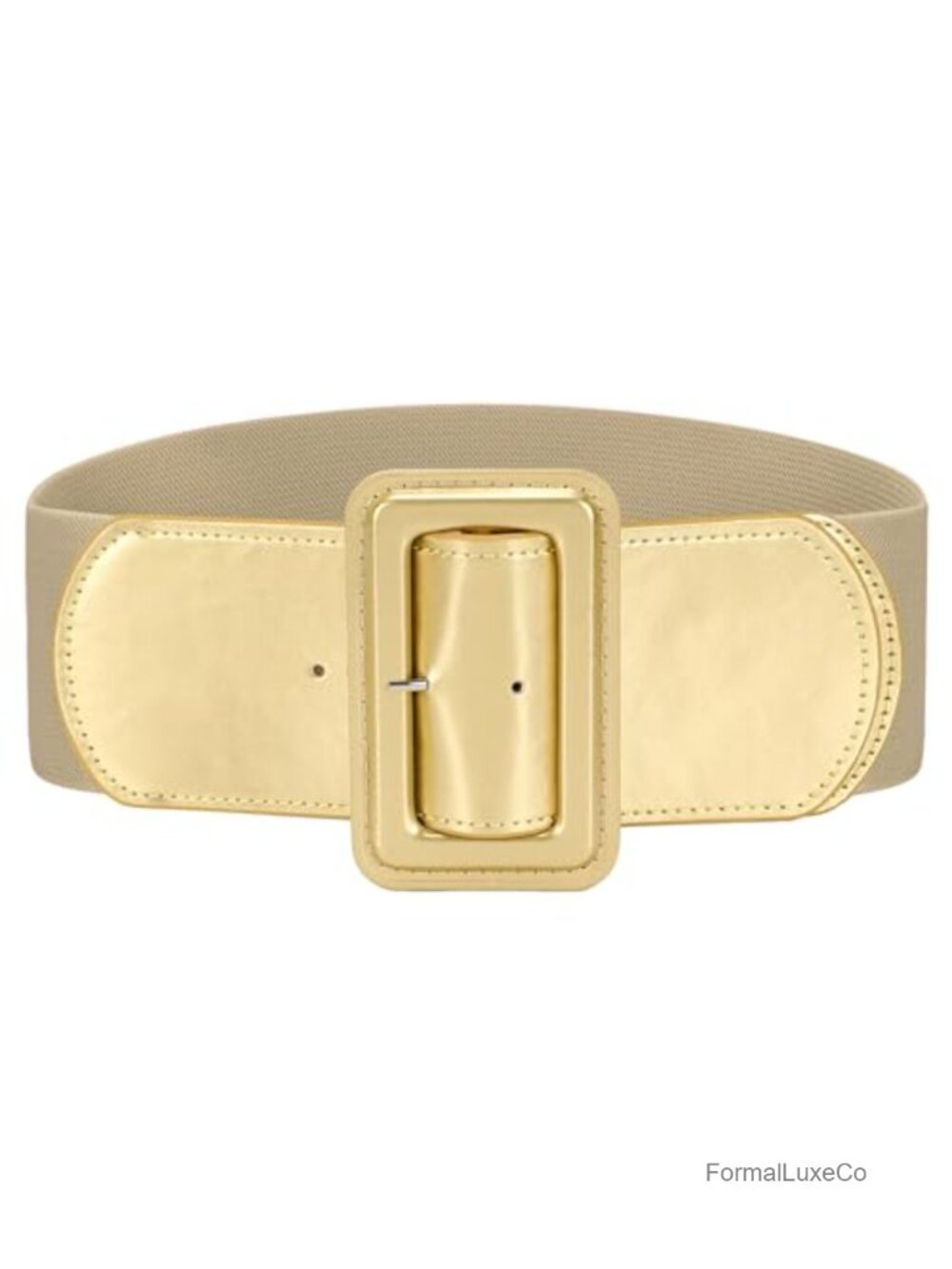 Stretchy Waist Belt with Rectangular Buckle for Dresses